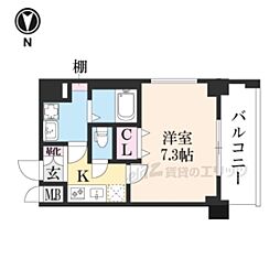 プレサンス京都北野白梅町 1Kの間取図画像