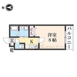 グランディール円町 1Kの間取図画像