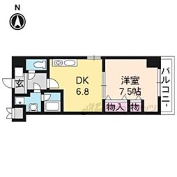 プラネシア星の子京都駅前西 1DKの間取図画像