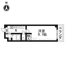 グランステージ京都四条 1Kの間取図画像