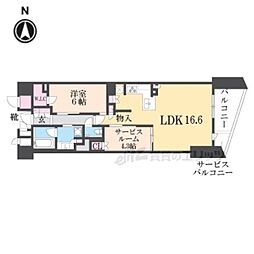 ブランズ京都河原町通 2LDKの間取図画像