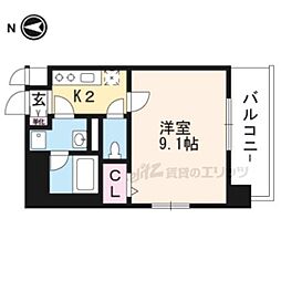 アルモニー花屋町 1Kの間取図画像