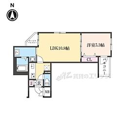 ファーストフィオーレ京都コーヴォ 1LDKの間取図画像