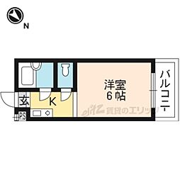 アルティ紫野 1Kの間取図画像