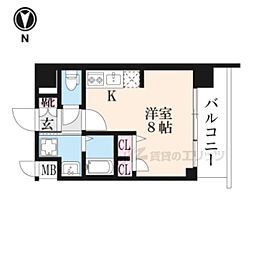プレサンス京都室町通紫水 ワンルームの間取図画像