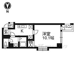 リエゾン四条 1Kの間取図画像