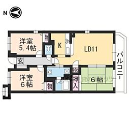 レジディア太秦 3LDKの間取図画像