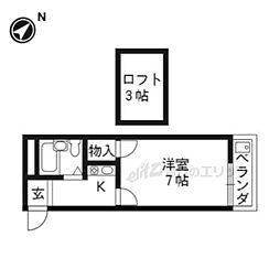 メゾネット北川 1Kの間取図画像