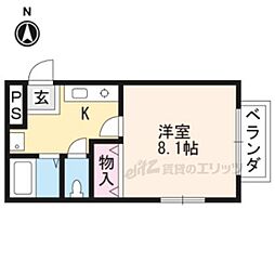 伊勢屋ハウス2 1Kの間取図画像