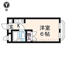 エトワール嵐山 1Kの間取図画像