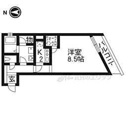 ブランネージュ銀閣寺道 1Kの間取図画像
