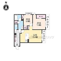 グランコート北浦 2LDKの間取図画像