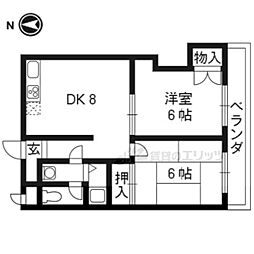 ロイヤル・ハイツ西沢 2DKの間取図画像
