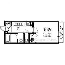 グランシード北大路 1Kの間取図画像