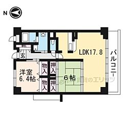 シェルブリュー四条 2LDKの間取図画像