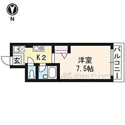 鴨川ウエスト 1Kの間取図画像
