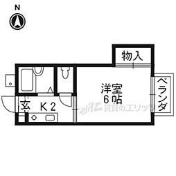 メガロンフィリア 1Kの間取図画像