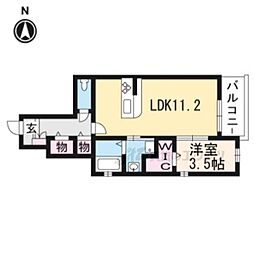 ル・リスブラン西五条 1LDKの間取図画像