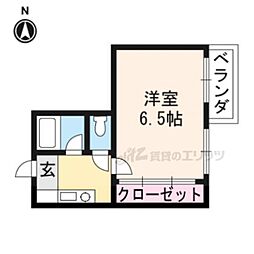 パーパス紫竹 1Kの間取図画像