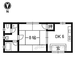阪急京都本線 西院駅 徒歩5分の賃貸マンション 3階1DKの間取り