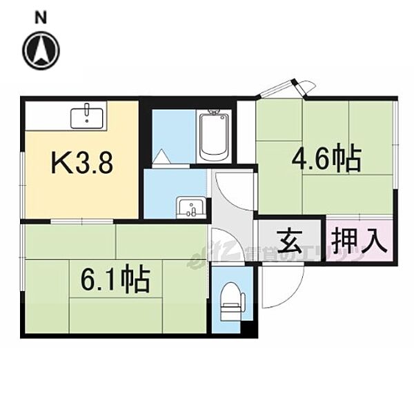 モンシェリー 102｜滋賀県彦根市高宮町(賃貸アパート2K・1階・36.04㎡)の写真 その2