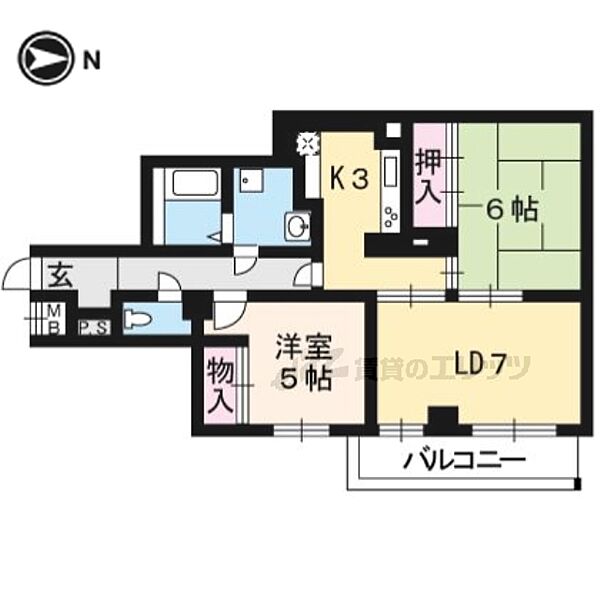 京都府京都市伏見区竹田中内畑町(賃貸マンション2LDK・3階・57.40㎡)の写真 その2