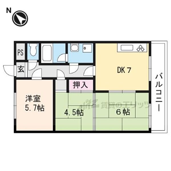 中央ハイツエクセレンス 413｜滋賀県野洲市小篠原(賃貸マンション3DK・4階・58.50㎡)の写真 その2