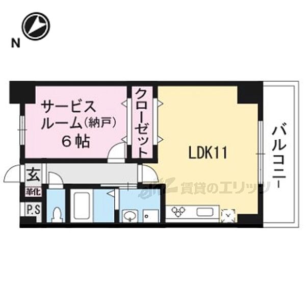 グランヒル吉祥院 605｜京都府京都市南区吉祥院池ノ内町(賃貸マンション1LDK・6階・41.28㎡)の写真 その2