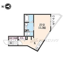 JR湖西線 大津京駅 徒歩3分の賃貸マンション 3階ワンルームの間取り