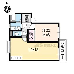 リュシオル石山 1LDKの間取図画像