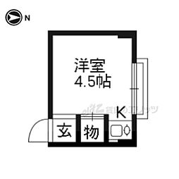 阪急京都本線 西院駅 徒歩15分の賃貸マンション 3階ワンルームの間取り