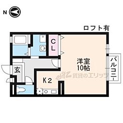 Ｄ-ＲＯＯＭ石山ＡＷＡＺＵ 2階1Kの間取り