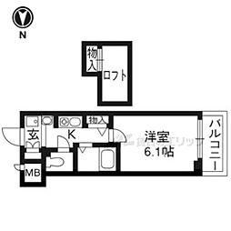エステムコート京都烏丸II 9階1Kの間取り