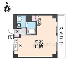 京都クレセントマンション ワンルームの間取図画像