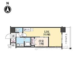 ソルテラスKYOTO西大路 瑠 1LDKの間取図画像