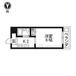 コーポ姉小路 1Kの間取図画像