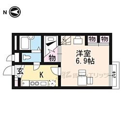レオパレス瀬田川 1Kの間取図画像