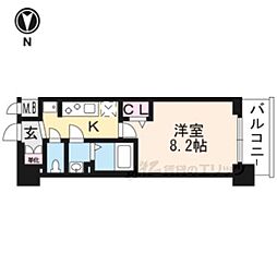 プレサンスTHEKYOTO東福寺WEST 1Kの間取図画像