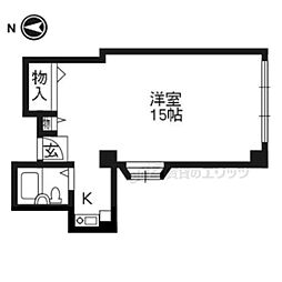 星の子六角ビル ワンルームの間取図画像