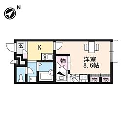 レオパレス湖月 1Kの間取図画像