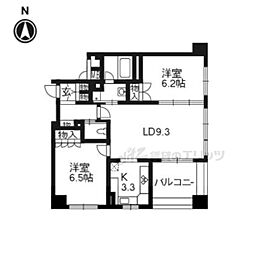 リーガル京都二条城東 2LDKの間取図画像