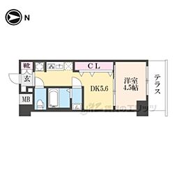 エステムコート京都梅小路公園 1DKの間取図画像