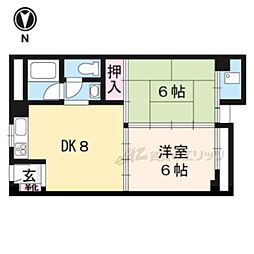 友禅ハイツ 2DKの間取図画像