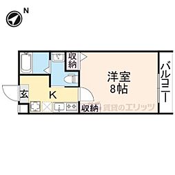 パレ五条清水 1Kの間取図画像