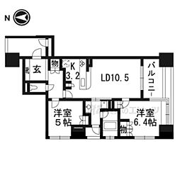 プレティナージュ御池東洞院 2LDKの間取図画像