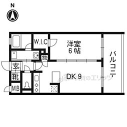 エステムプラザ京都聚楽第雅邸 1DKの間取図画像