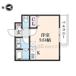モンテレジデンス西陣 ワンルームの間取図画像