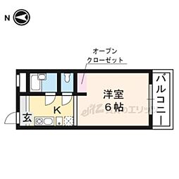 銀閣COZYハイツ 1Kの間取図画像