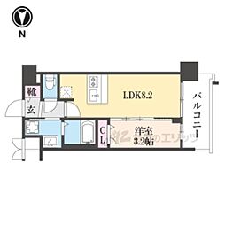 プレサンスTHEKYOTO新町通 1LDKの間取図画像