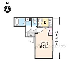 京都市山科区安朱中小路町マンション 1Kの間取図画像